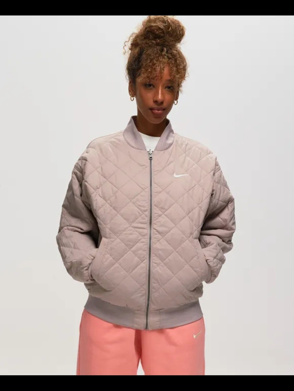 Nike Quilted Bomber Jacket - Dusty Mauve
